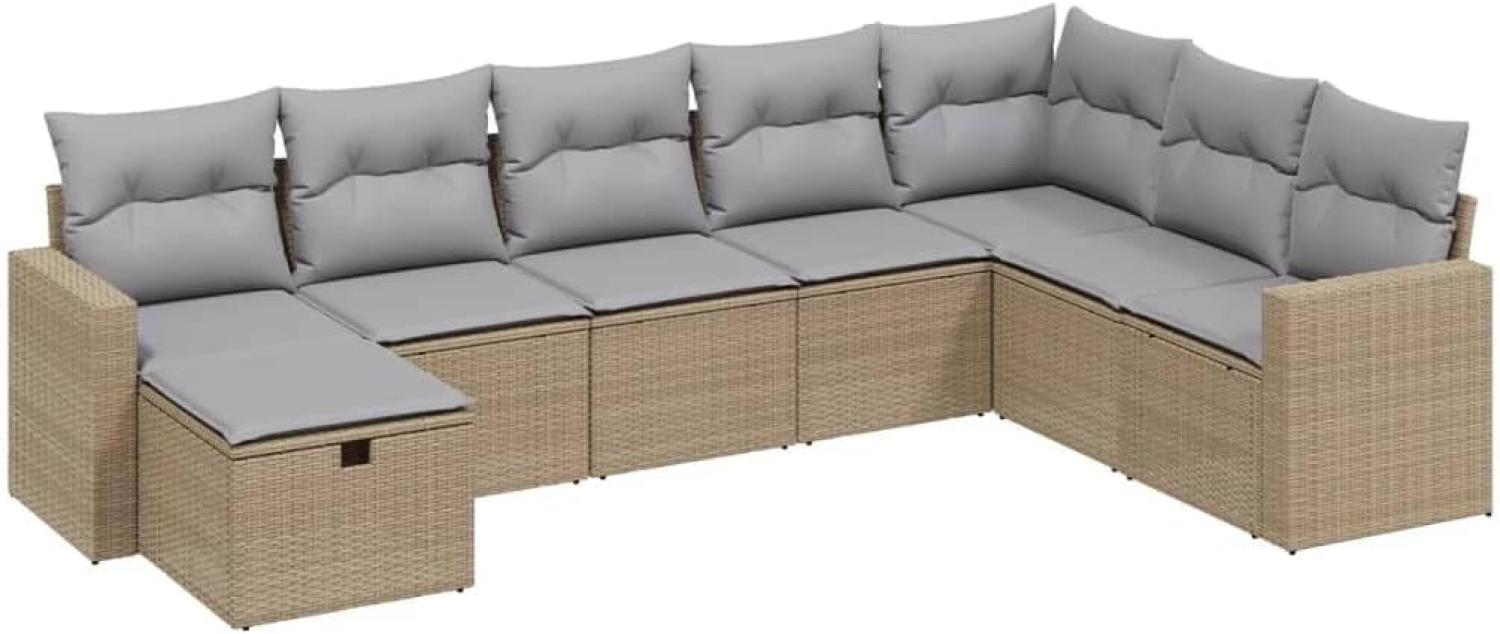 vidaXL 8-tlg. Garten-Sofagarnitur mit Kissen Beige Poly Rattan 3263585 Bild 1