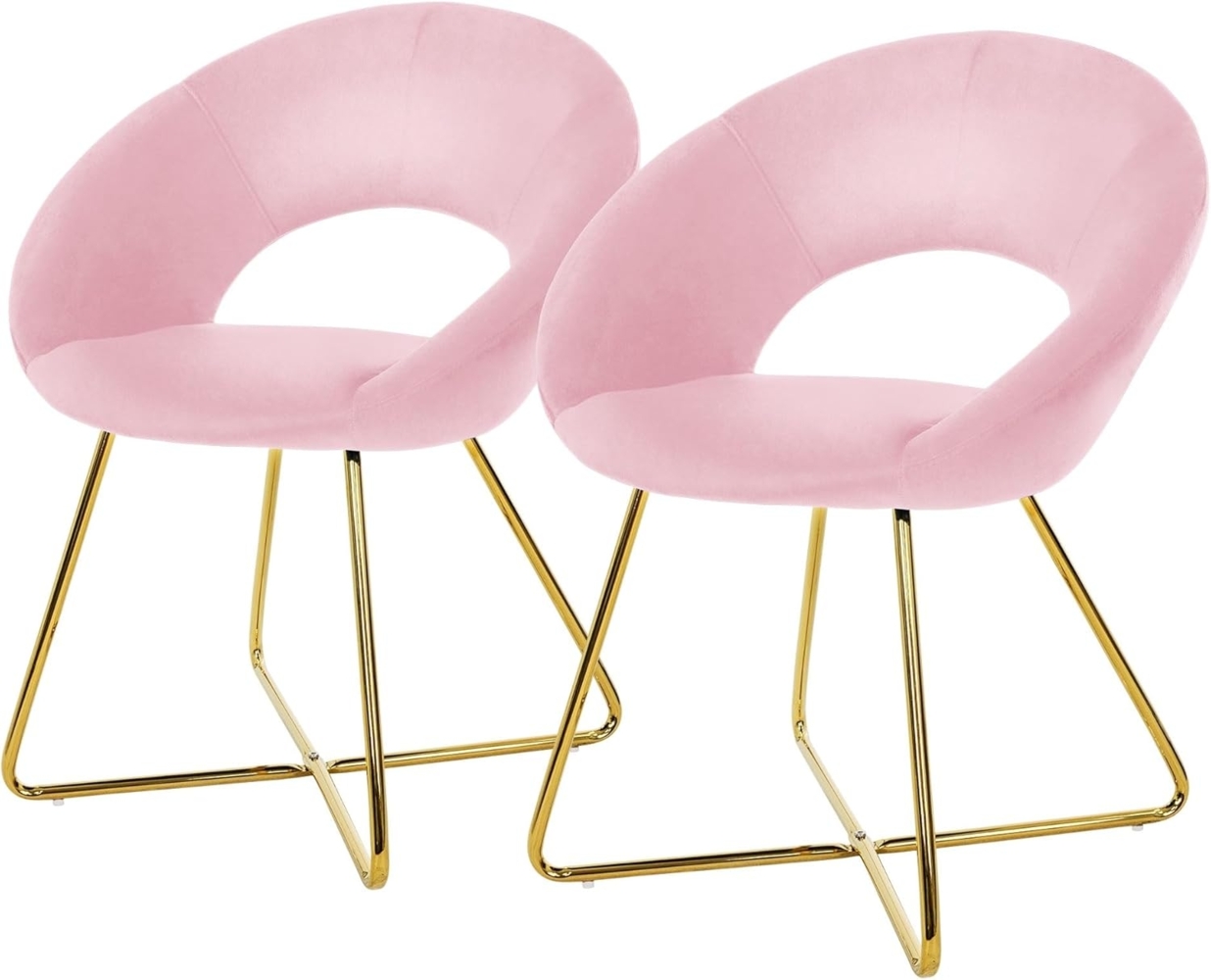 ML-DESIGN Stuhl Samtstuhl Esszimmerstuhl & Wohnzimmerstuhl mit goldenen Metallbeinen (2 St), Design Lounge Polsterstuhl 2er Set Clubsessel Esstisch Samt Rosa Bild 1