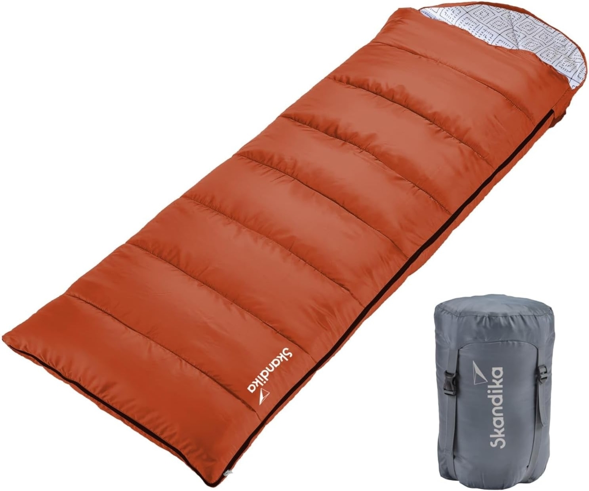 Skandika Schlafsack Iceland Cayenne Reißverschluss links, Deckenschlafsack für Erwachsene, koppelbar, 3-Jahreszeiten, bis -10° C, Packsack, Camping, Inn-/Outdoor Bild 1