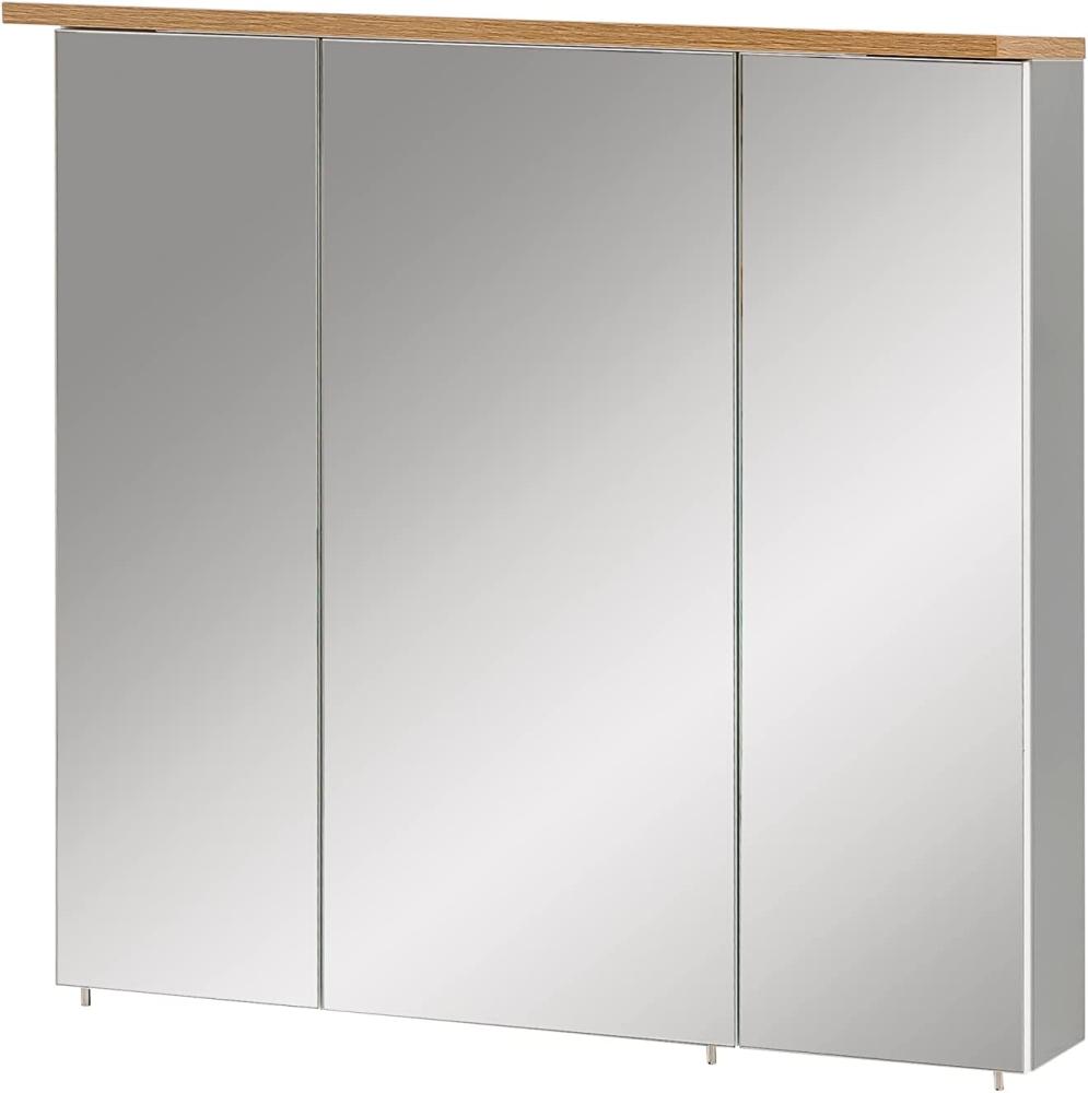 Schildmeyer Padua Spiegelschrank 148838, Platingrau/Eiche Landhaus Dekor, 70,5 x 16 x 72,3 cm (B/T/H) Bild 1