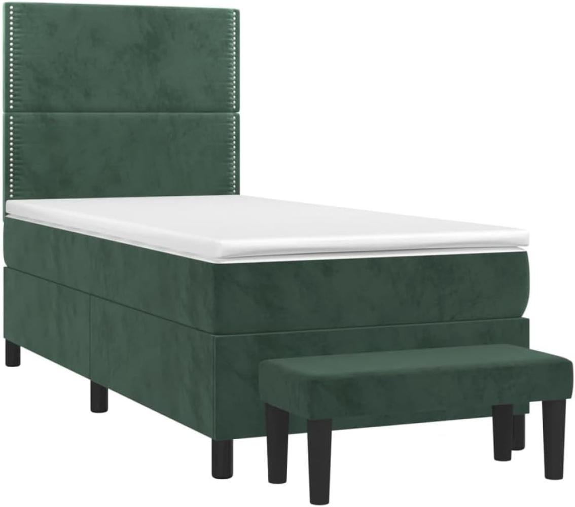 vidaXL Boxspringbett mit Matratze Dunkelgrün 80x200 cm Samt Bild 1