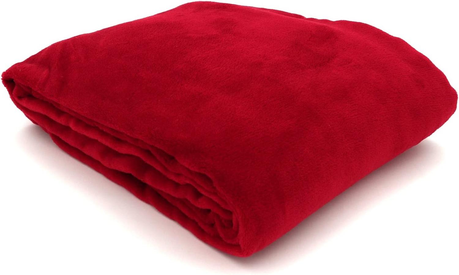 heimtexland große super weiche Kuscheldecke XL HxB 150x200 cm in rot Microfaser Flanelldecke kuschelig warm - leicht - fusselfrei Decke in TOP QUALITÄT Typ176 Bild 1