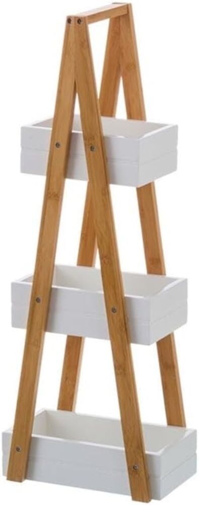 DRW Bodenregal mit 3 Ablagen aus MDF-Holz in Natur und Weiß Bild 1