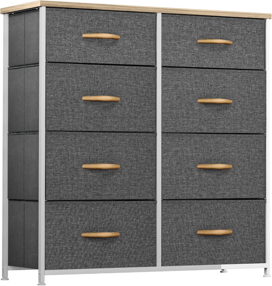YITAHOME Kommode,Kommode mit 8 Schubladen,Schrank,Stoffschubladen mit Griffen,Kommodenschrank mit Stabiler Stahlrahmen,Dauerhaft,Grau Bild 1