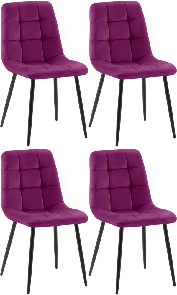 CLP 4er Set Esszimmerstühle Antibes Samtbezüge bis 150 kg belastbar,lila Bild 1