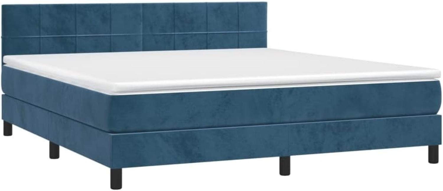 vidaXL Boxspringbett mit Matratze Dunkelblau 160x200 cm Samt 3141315 Bild 1