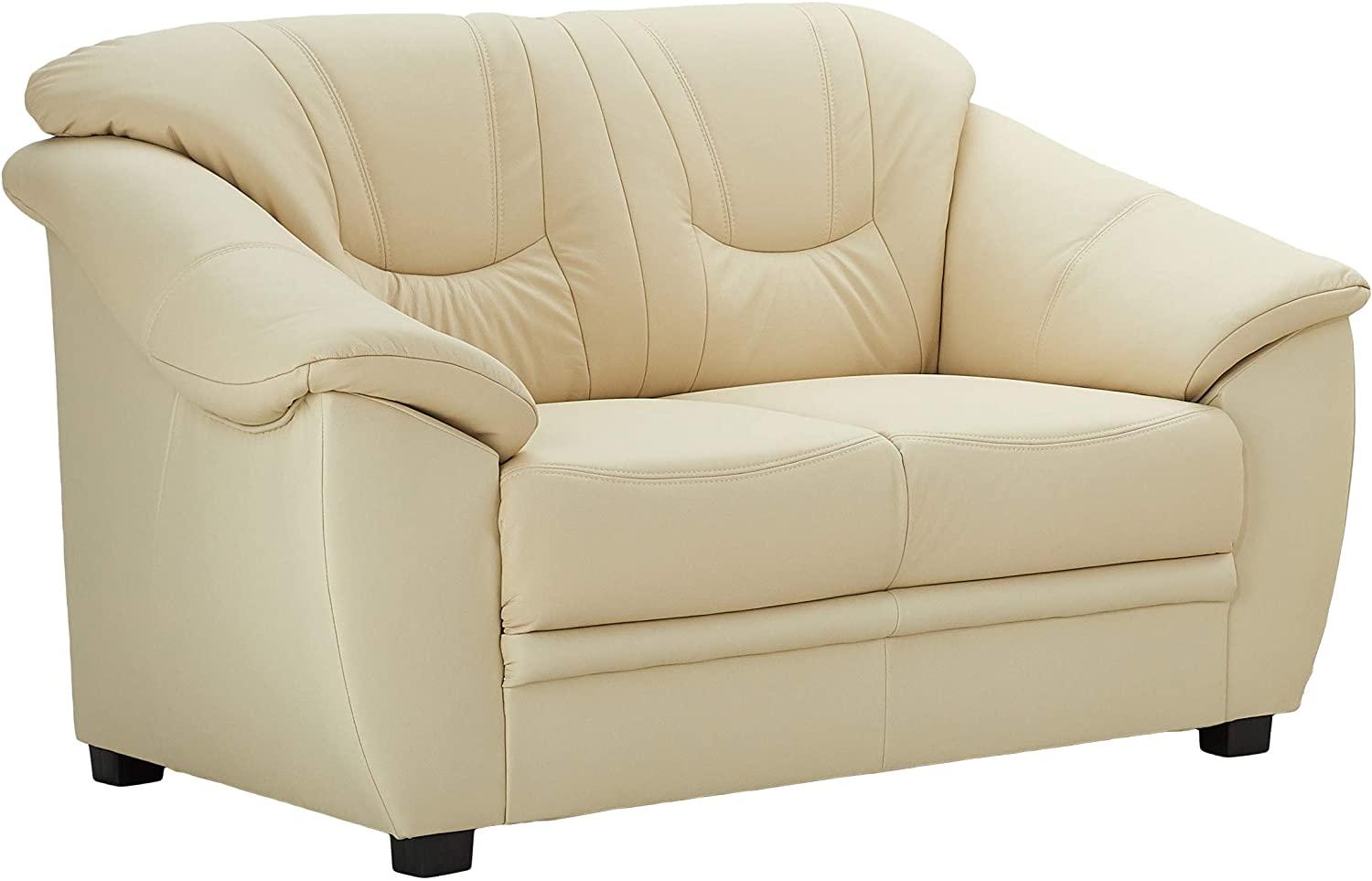 Cavadore 2-Sitzer Savana / 2er Ledersofa mit Federkern im klassischen Design / 148 x 90 x 90 / Echtleder Weiß Bild 1