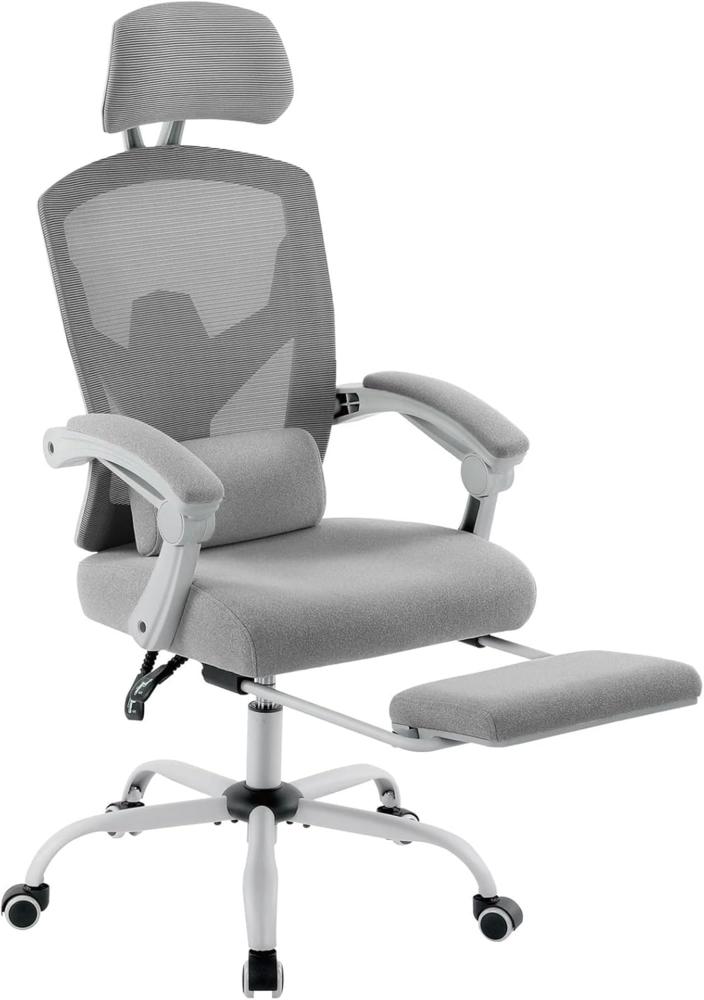 DUMOS Bürostuhl Ergonomisch EIN Schreibtischstuhl mit Komfortarmlehnen Ausgestattet mit Einer Bequemen Lendenwirbelstütze und Fußstütze Office Chair Geeignet für Zuhause Bild 1