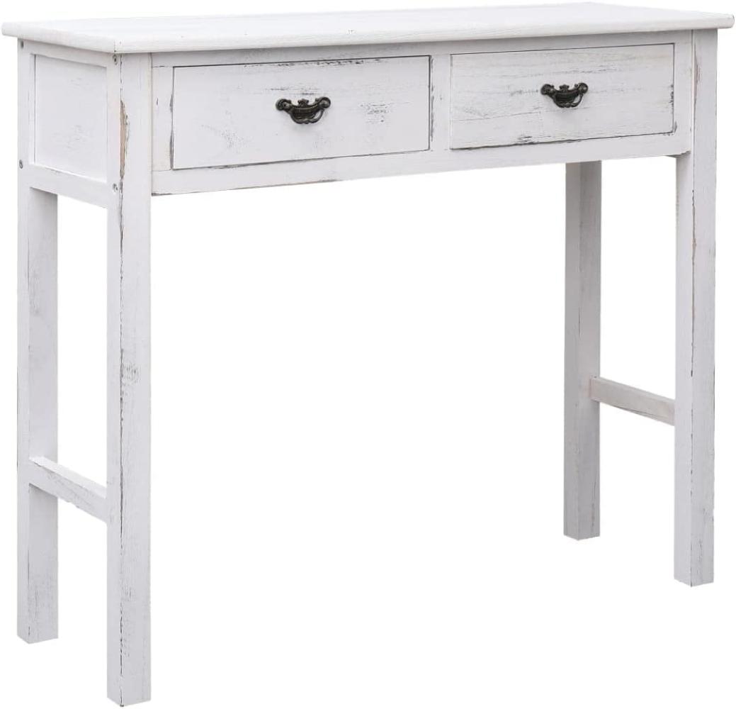 vidaXL Konsolentisch Antik-Weiß 90 × 30 × 77 cm Holz Bild 1