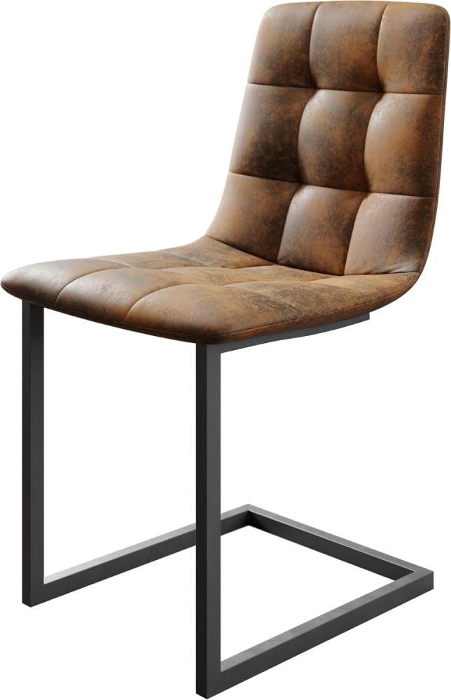 4-er-Set-Esszimmerstuhl Caro-Adesso Braun Vintage Freischwinger Bild 1