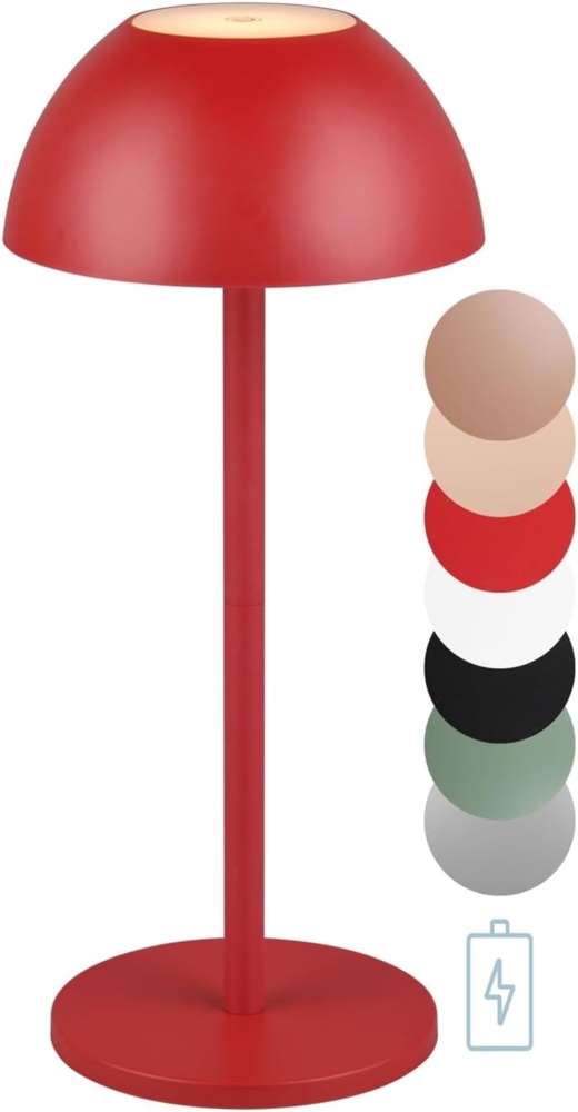 lightling LED Tischleuchte Robert, Touchfunktion, LED fest integriert, Warmweiß, 4 fach Touch, Akkubetrieb, USB-C, Outdoor geeignet, rot Bild 1