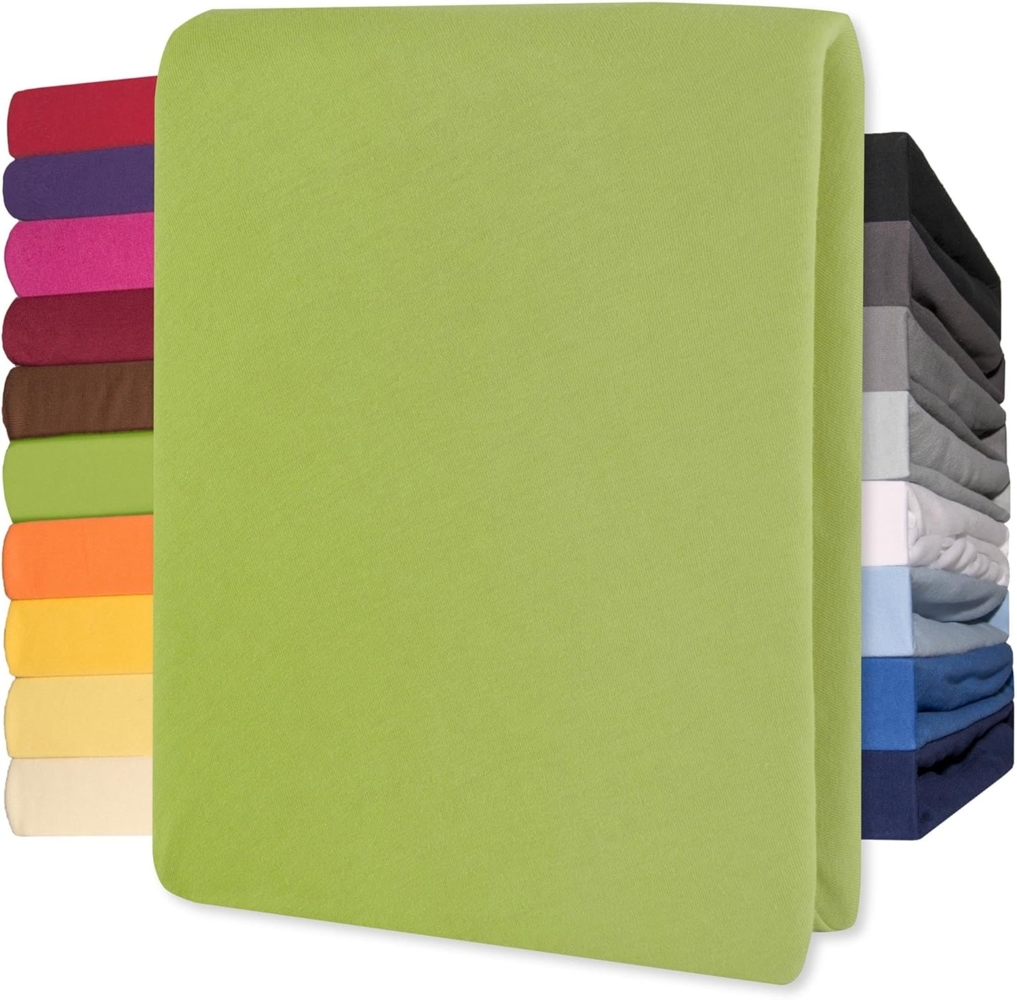 CelinaTex Jersey Topper Spannbettlaken Lucina 90x200-100x200 cm grün 100% Baumwolle gekämmt bis 12cm Matratzenhöhe Spannbettbezug, Leintuch, Bettlaken, elastisch, Strech, Oeko-Tex Bild 1