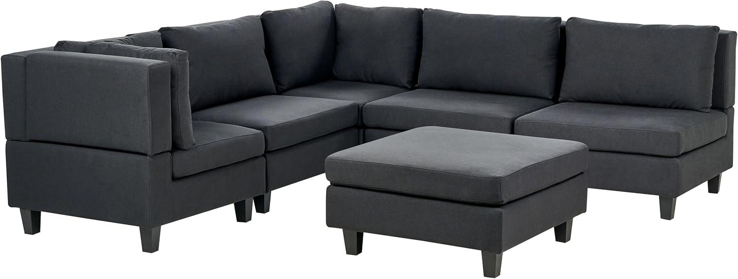 Ecksofa mit Ottomane UNSTAD Schwarz Stoff Bild 1