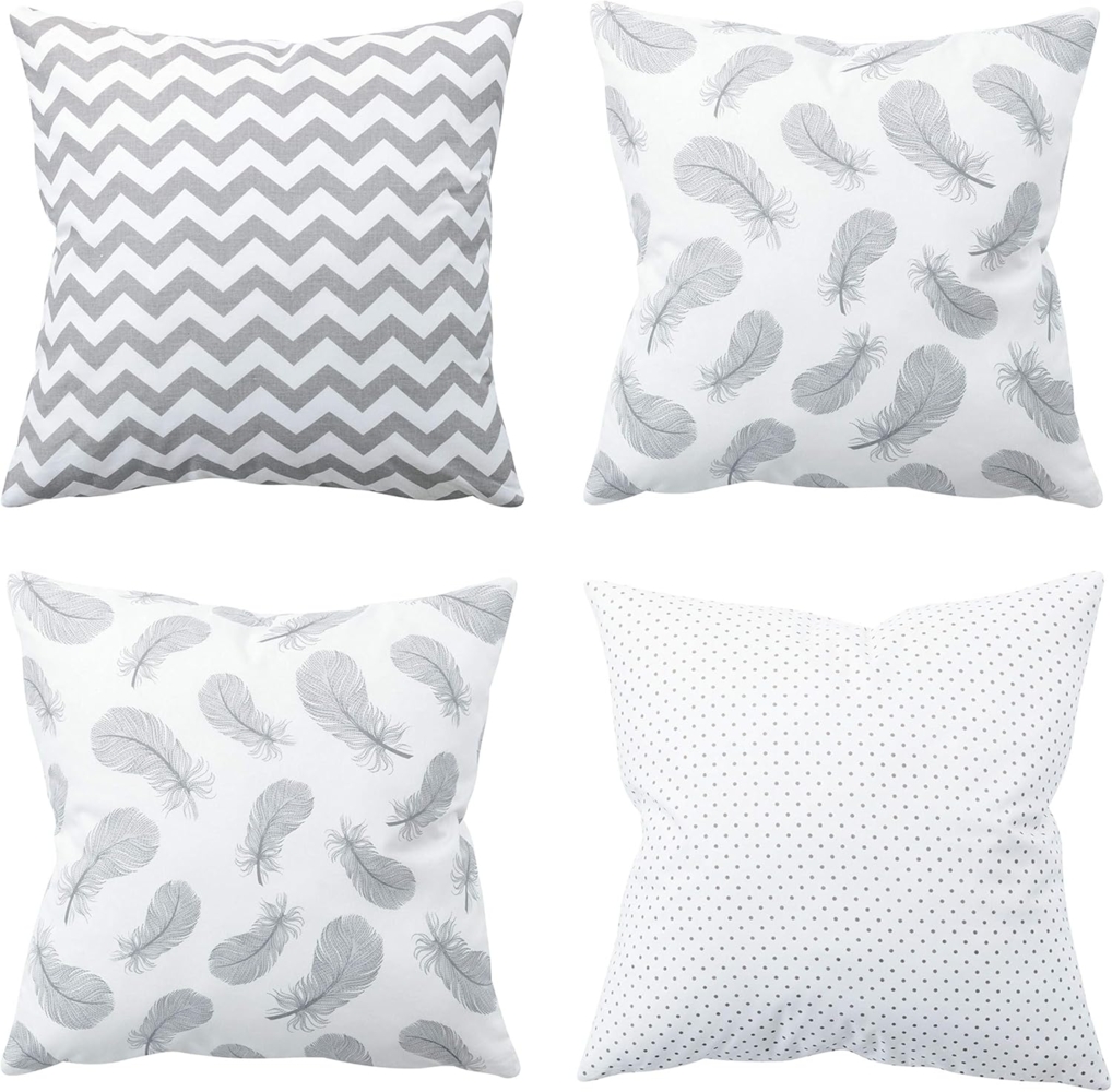 Amilian Dekokissen 4er Set - Dekokissen mit Füllung - 40x40 cm - Deko Kissen Bild 1