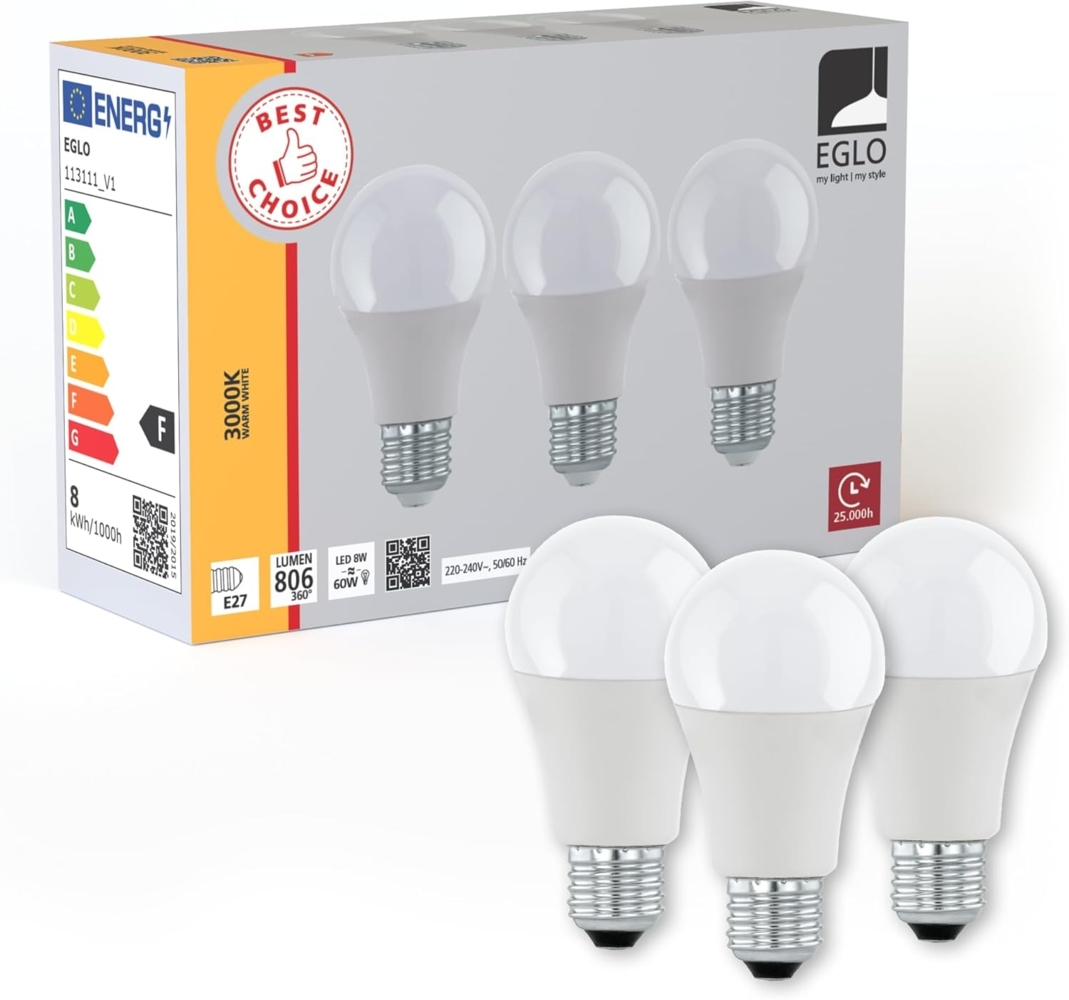 Eglo 113111 LED Leuchtmittel E27 3X8,5W 3000K L:11cm Ø6cm Bild 1