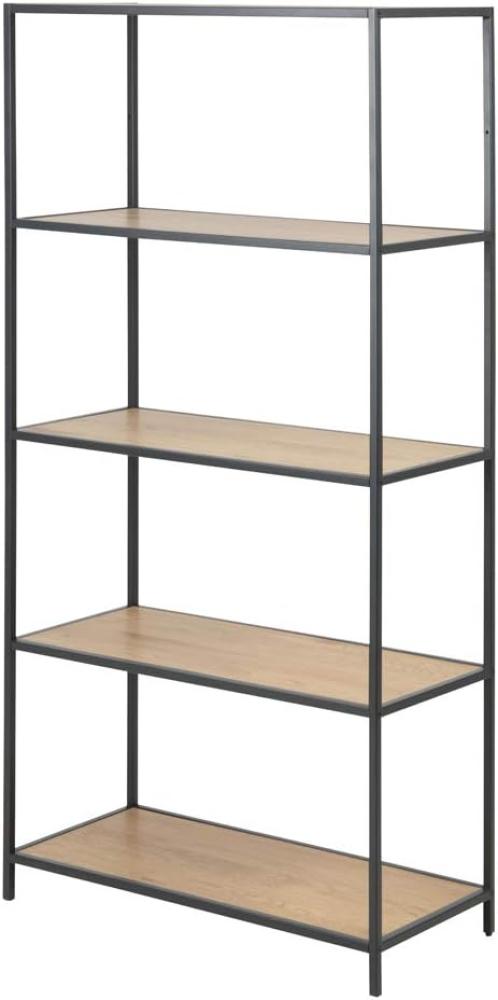 Selsey Krapina - Regal, Bücherregal im Industrial-Style - 5 offene Fächer - 150 cm hoch, Schwarz / Eiche, 77 x 150 x 35, 5903025326467 Bild 1