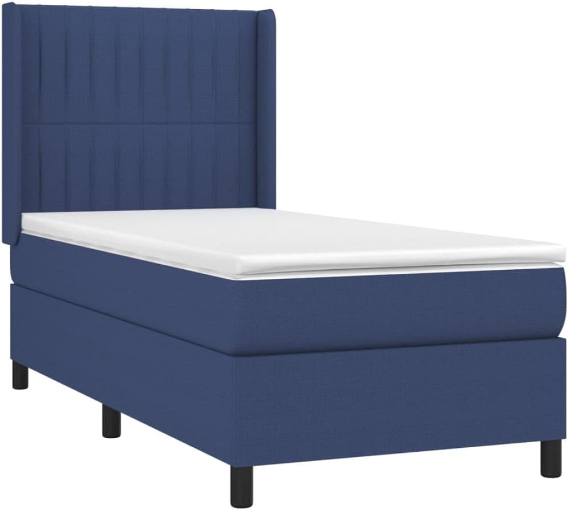 vidaXL Boxspringbett mit Matratze & LED Blau 100x200 cm Stoff 3138459 Bild 1