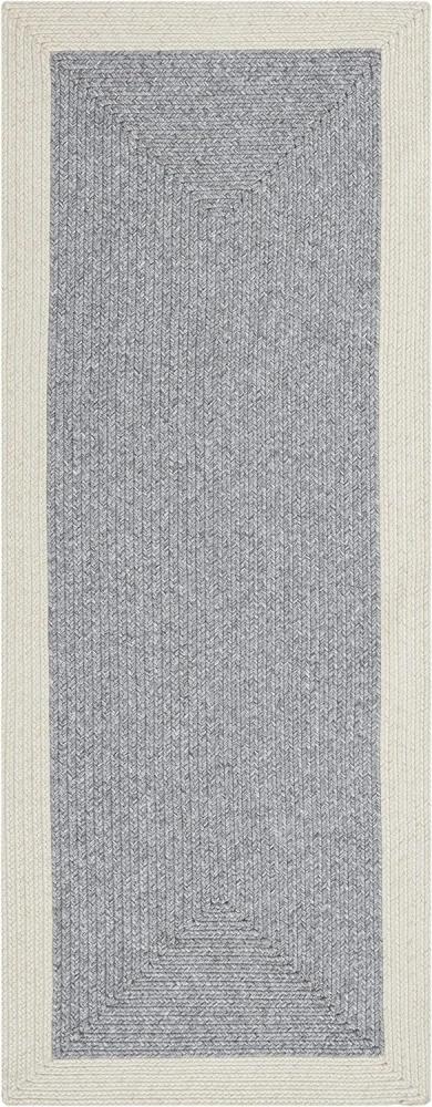 NORTHRUGS Trenzado In- & Outdoor Teppich Wetterfest – Pflegeleicht Handmade-Look für Innen und Außen Gewebter Outdoorteppich Läufer für Balkon, Terrasse, Wohnzimmer, Garten – Grau Creme, 80x200 Bild 1