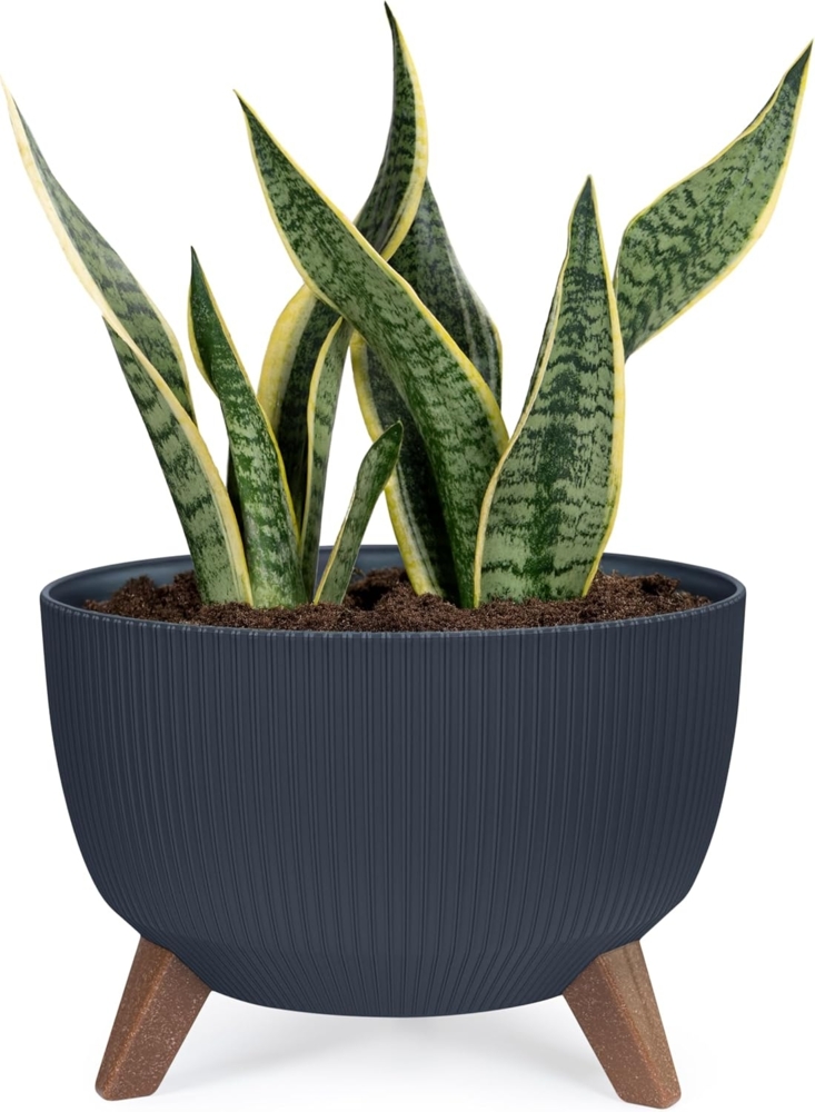 KONZEPT Blumentopf Pflanzenschale mit Füßen 33 cm, Pflanzkübel Groß Außen, Blumentopf Kunststoff, UV-Beständig, Wetterfest, Mit Wasserablauf Bild 1