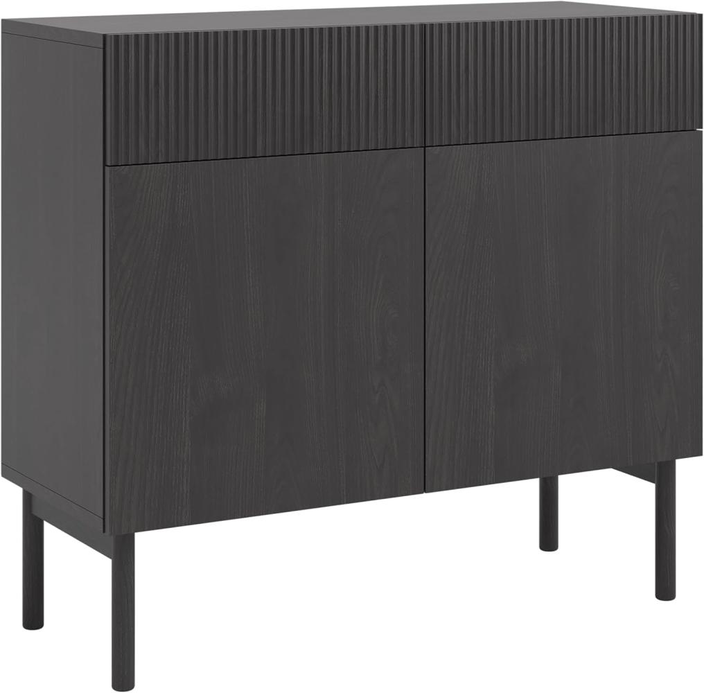 Selsey 'Nolie' Sideboard 2-türig mit 2 Schubladen, Holzoptik Esche schwarz, ca. 91 x 100 x 38 cm Bild 1