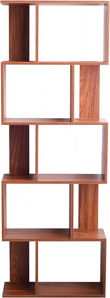 Rebecca Mobili MDF Holzregal, Modernes Bücherregal, 5 Regale, Walnussbraun, Bücher Dokumente Smartworking Office - Maße: 169 x 60 x 24 cm (HxLxB) - Art. RE6401 Bild 1