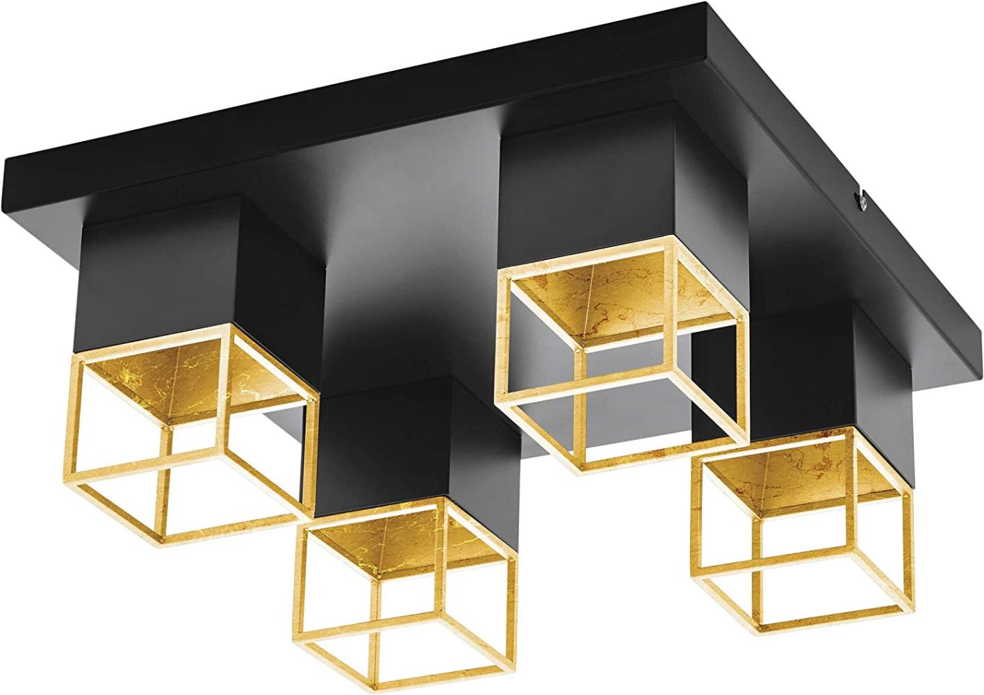 Eglo 97731 LED Deckenleuchte MONTEBALDO GU10 4X5W schwarz, gold L:38cm B:38cm H:17cm Bild 1