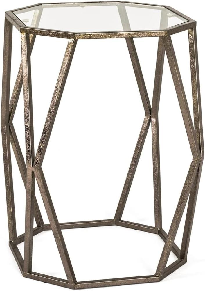 Beistelltisch Glas/ Metall antikbronze, ca. 37x37cm Bild 1