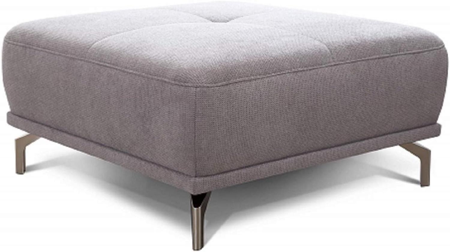 CAVADORE XXL-Hocker Carly / Fußbank fürs Wohnzimmer / Polsterhocker passend zum Ecksofa Carly, 91 x 45 x 91, Webstoff hellgrau Bild 1