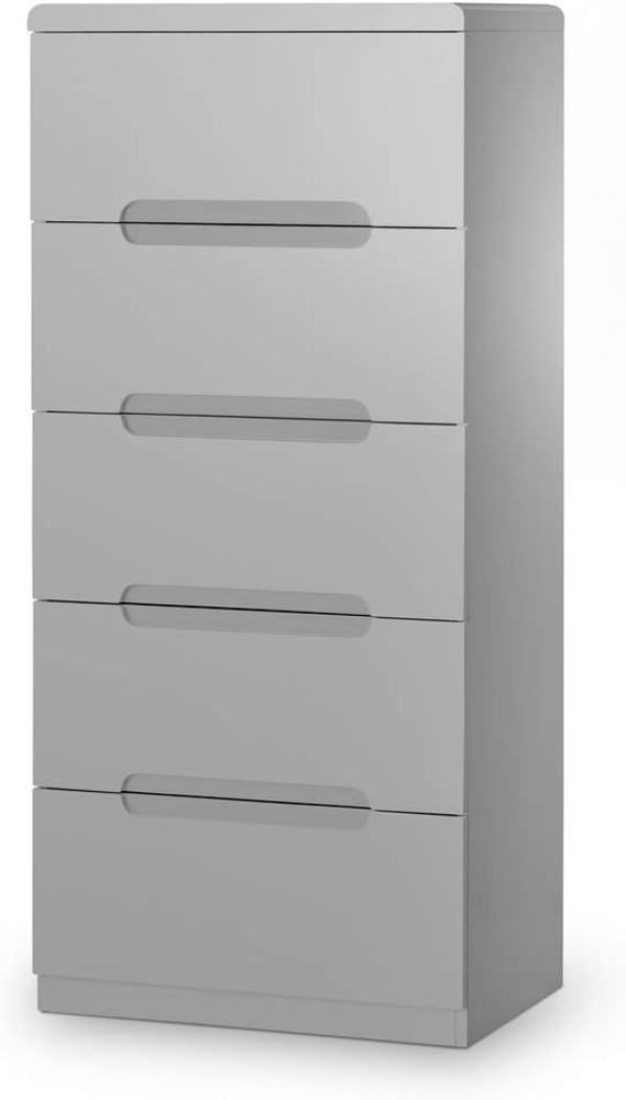 Julian Bowen Manhattan schmale Kommode mit 5 Schubladen, grau Bild 1