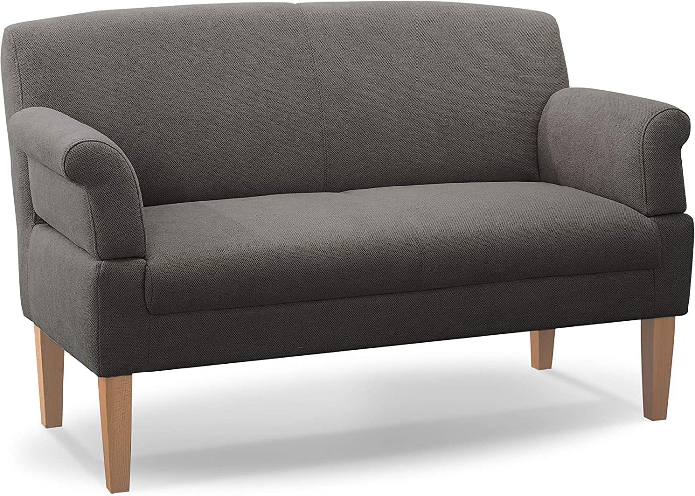 CAVADORE 2-Sitzer Küchensofa Malm, inkl. Armteilverstellung, Leichte Fleckentfernung dank Soft Clean, 152 x 97 x 78, Flachgewebe: grau Bild 1