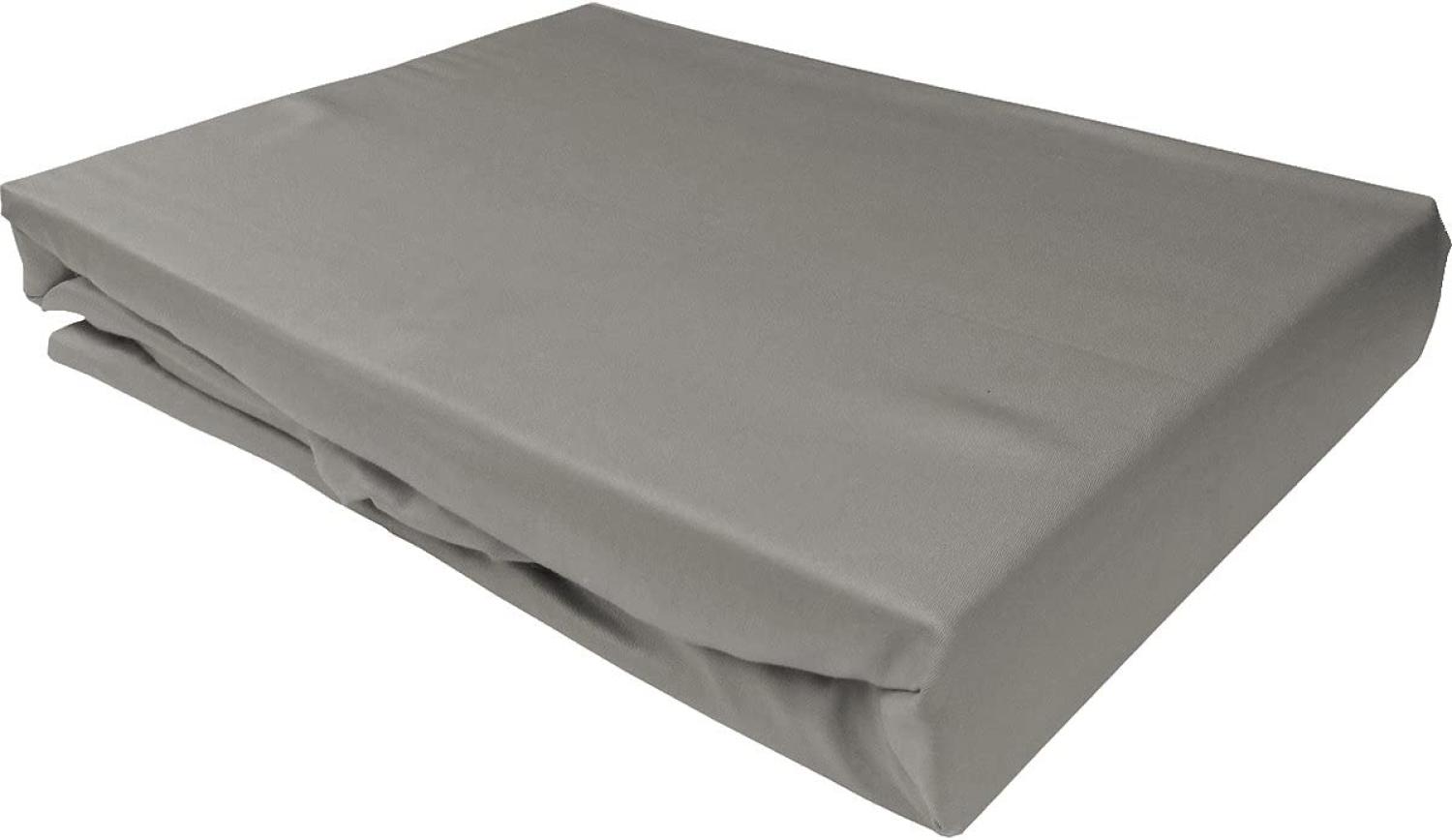 Bettwaesche-mit-Stil Mako-Satin Spannbettlaken dunkelgrau 90x200cm Höhe 21-30cm Bild 1