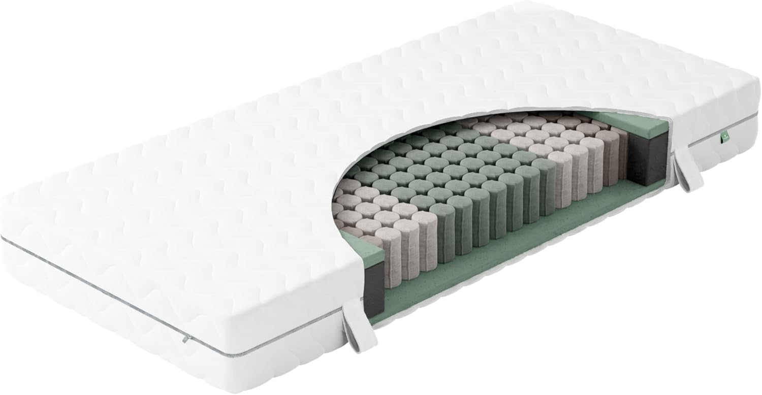 verapur Classic Taschenfederkern Matratze 140x220 cm H2, 7-Zonen, 21cm hoch, TFK Tonnentaschenfederkernmatratze, waschbarer Bezug, Öko-Tex Bild 1