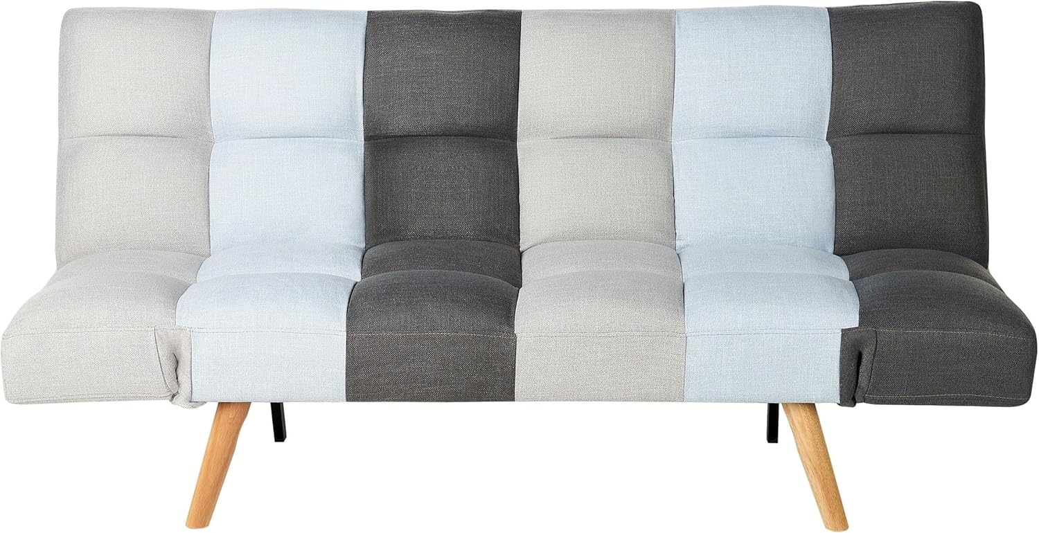 Schlafsofa 3-Sitzer Polsterbezug grau / blau Patchwork INGARO Bild 1