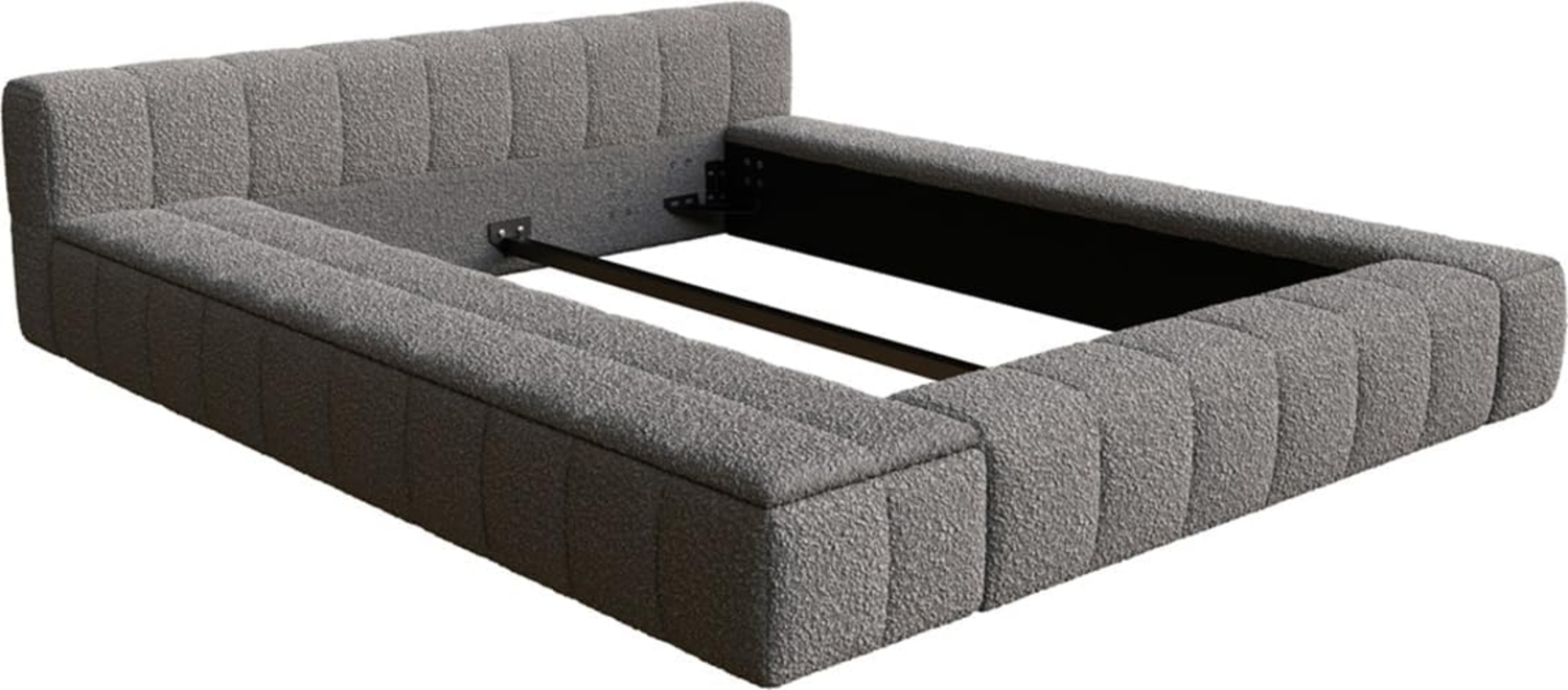 Polsterbettgestell Espazio 140x200 cm Bouclé Silbergrau mit Stauraum Bild 1