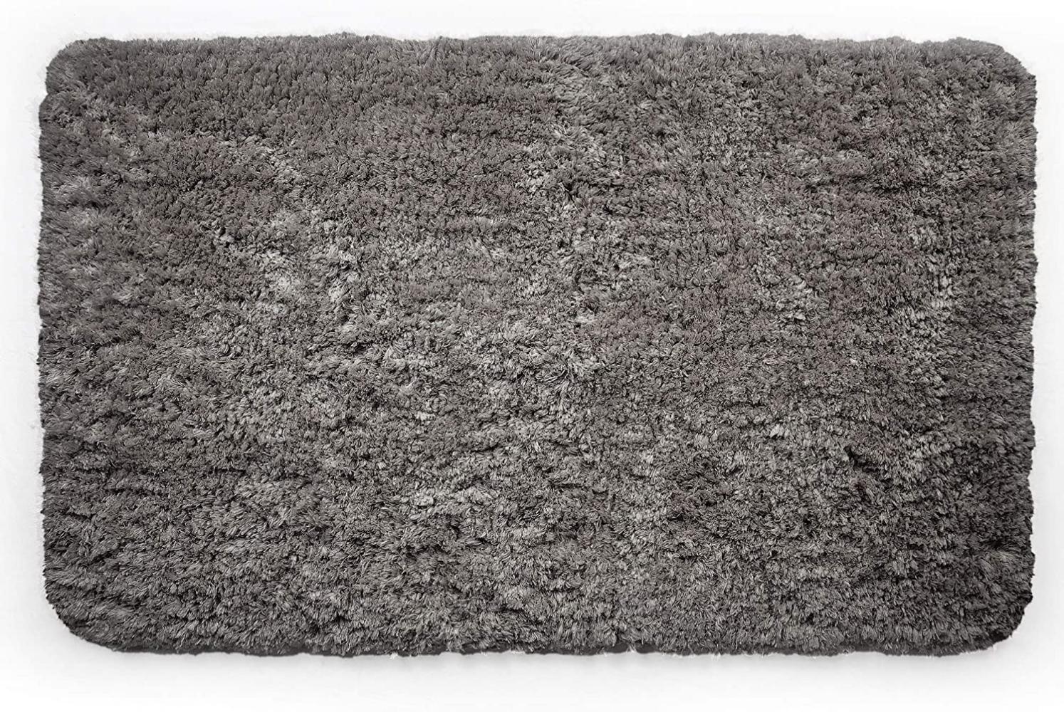 Beautissu Badematte rutschfest BeauMare FL Hochflor Teppich Anthrazit, 80cm, 50cm Bild 1