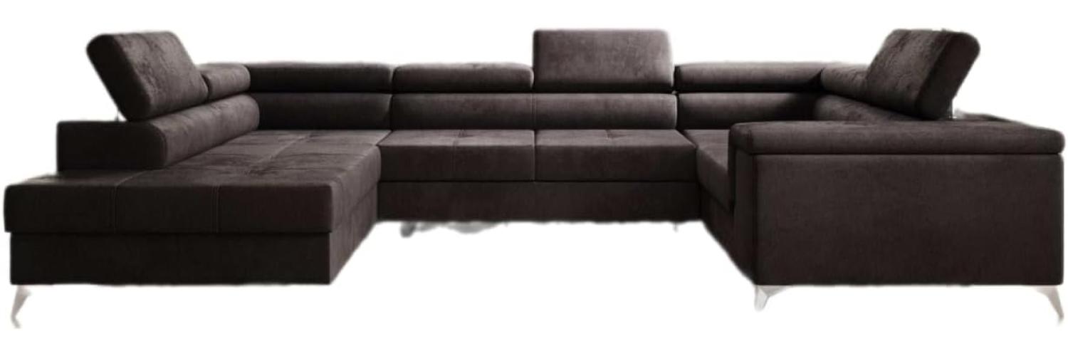 Designer Sofa Torino mit Schlaf- und Klappfunktion Samt Dunkelbraun Links Bild 1