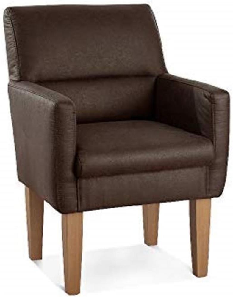 CAVADORE Diningsessel Kira, Polstersessel für Küche, Esszimmer oder Wohnküche in Büffellederoptik, Passend zur Küchengarnitur Kira, 66 x 96 x 71, Mikrofaser: braun Bild 1