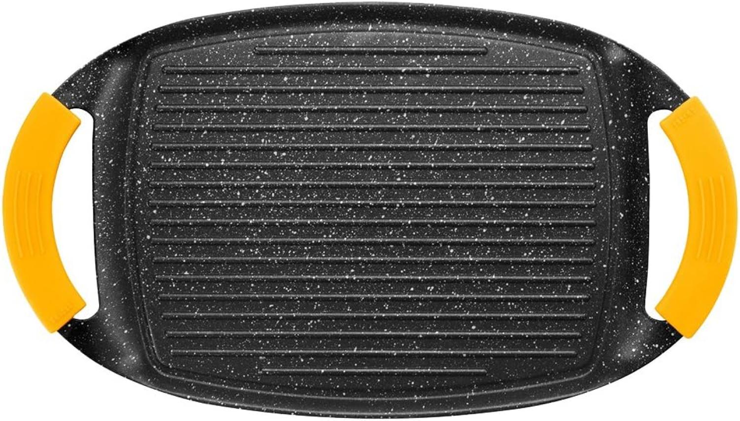 IBILI Grillplatte geriffelt, Aluguss, schwarz-gelb, 28 cm Bild 1