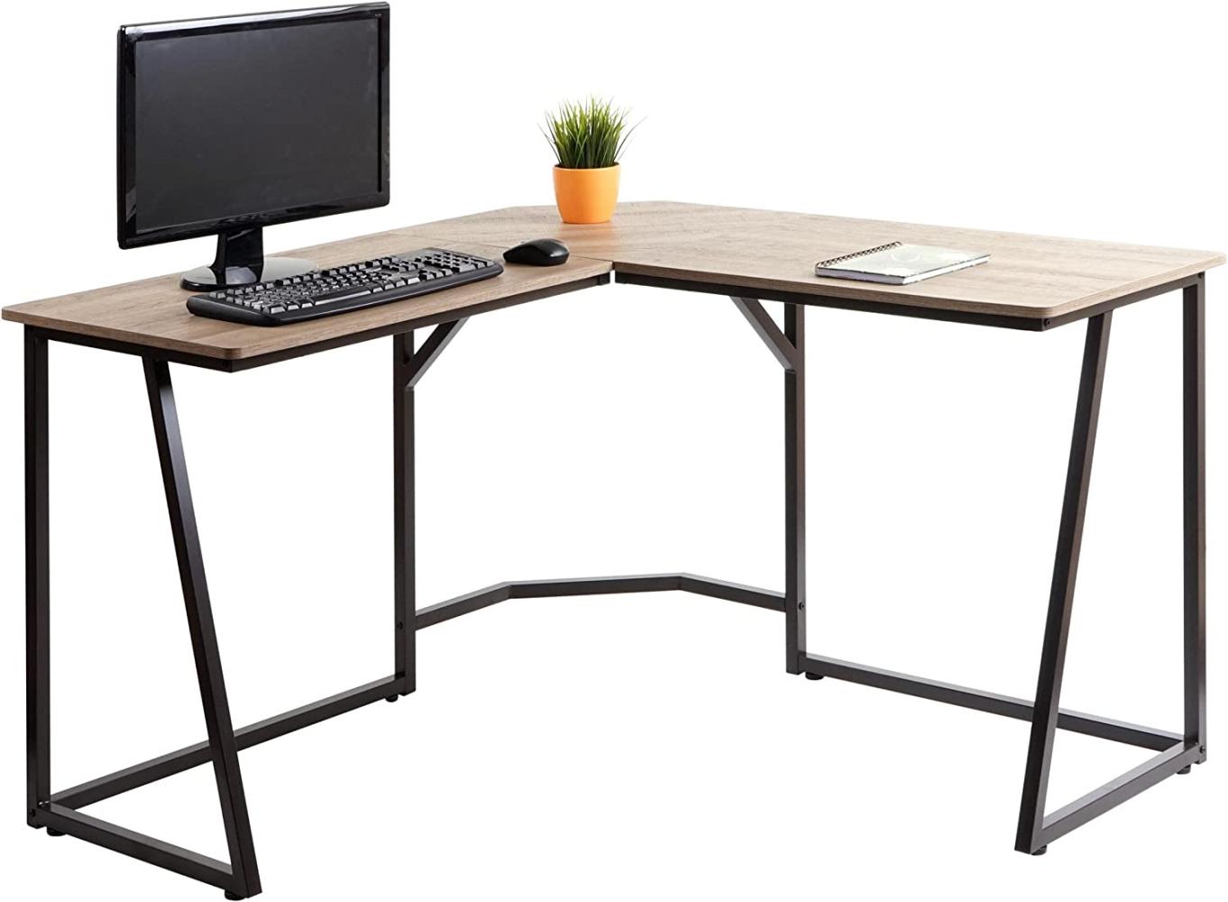 Eck-Schreibtisch HWC-K66, Computertisch Arbeitstisch, MVG-zertifiziert 76 x 125 x 125 cm, MDF Metall ~ naturfarben Bild 1