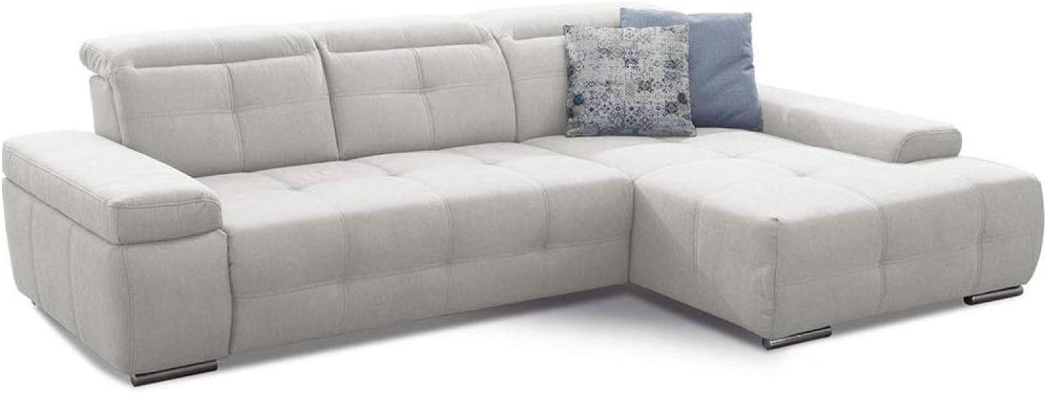 Cavadore Ecksofa Mistrel mit verstellbaren Kopfteilen, L-Form Sofa mit leichter Fleckentfernung dank Soft Clean, geeignet für Haushalte mit Kindern, Haustieren, 273 x 77 x 173, weiß Bild 1