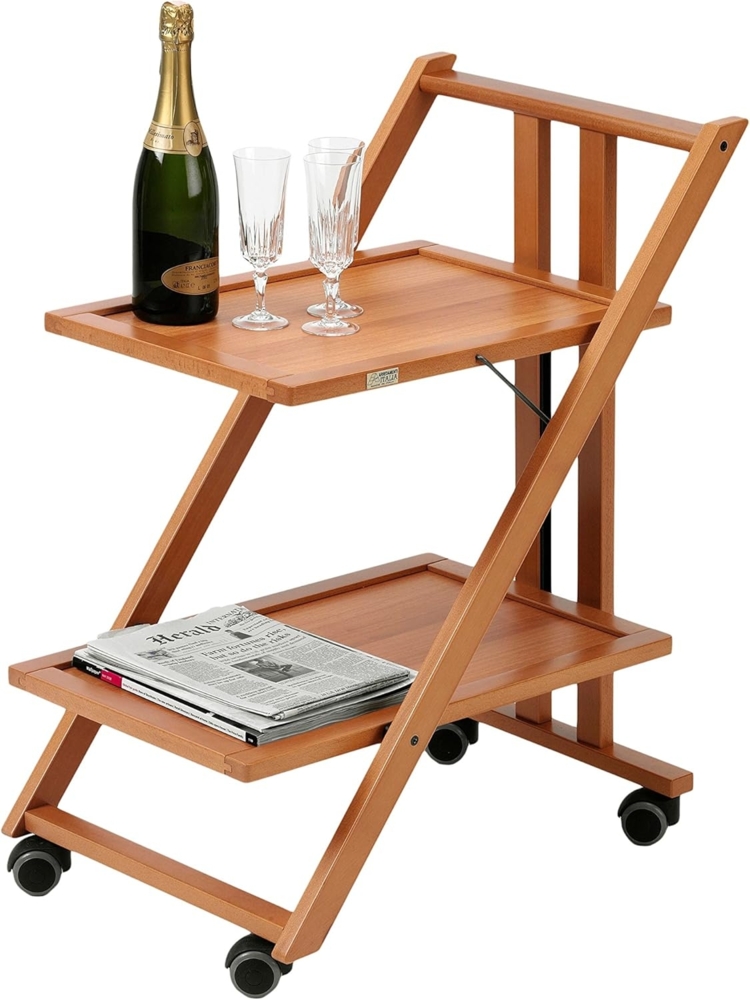 Arredamenti Italia Servierwagen, massives Buchenholz, 64 x 79 x 45 cm,, kirschrot Bild 1