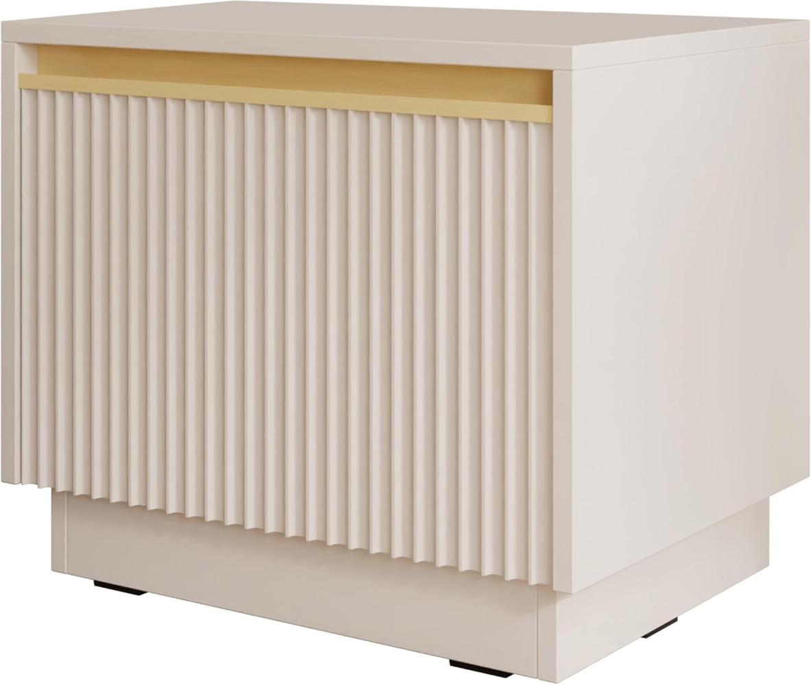 Nachttisch Rumbed S54 mit Schublade (Farbe: Sandbeige / Sandbeige + Gold Anoda) Bild 1