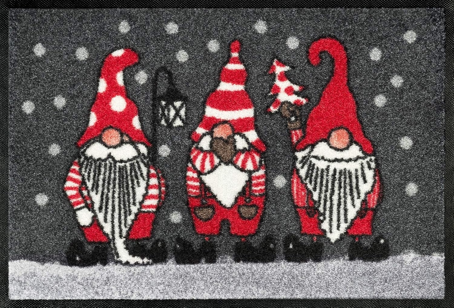 wash+dry by Kleen-Tex Fußmatte Winterzwerge, rechteckig, Höhe: 7 mm, Schmutzfangmatte, rutschhemmend, waschbar Bild 1