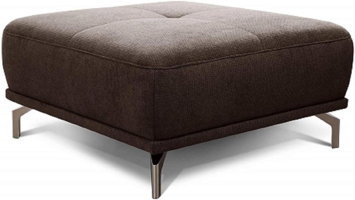 CAVADORE XXL-Hocker Carly / Fußbank fürs Wohnzimmer / Polsterhocker passend zum Ecksofa Carly, 91 x 45 x 91, Webstoff braun Bild 1