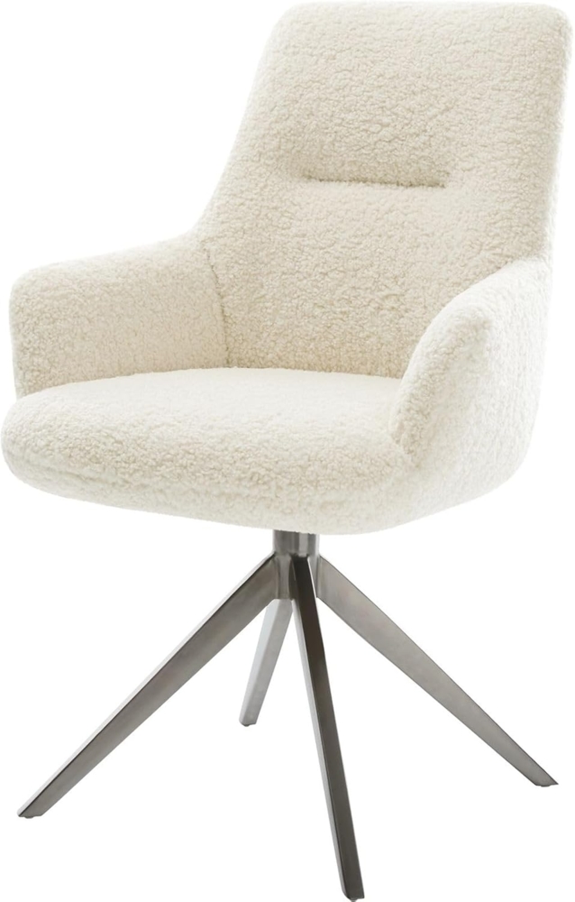Drehstuhl Zelia-Flex mit Armlehnen Teddystoff Beige Kreuzgestell breit Graphit 360° drehbar Wippfunktion Taschenfederkern Bild 1