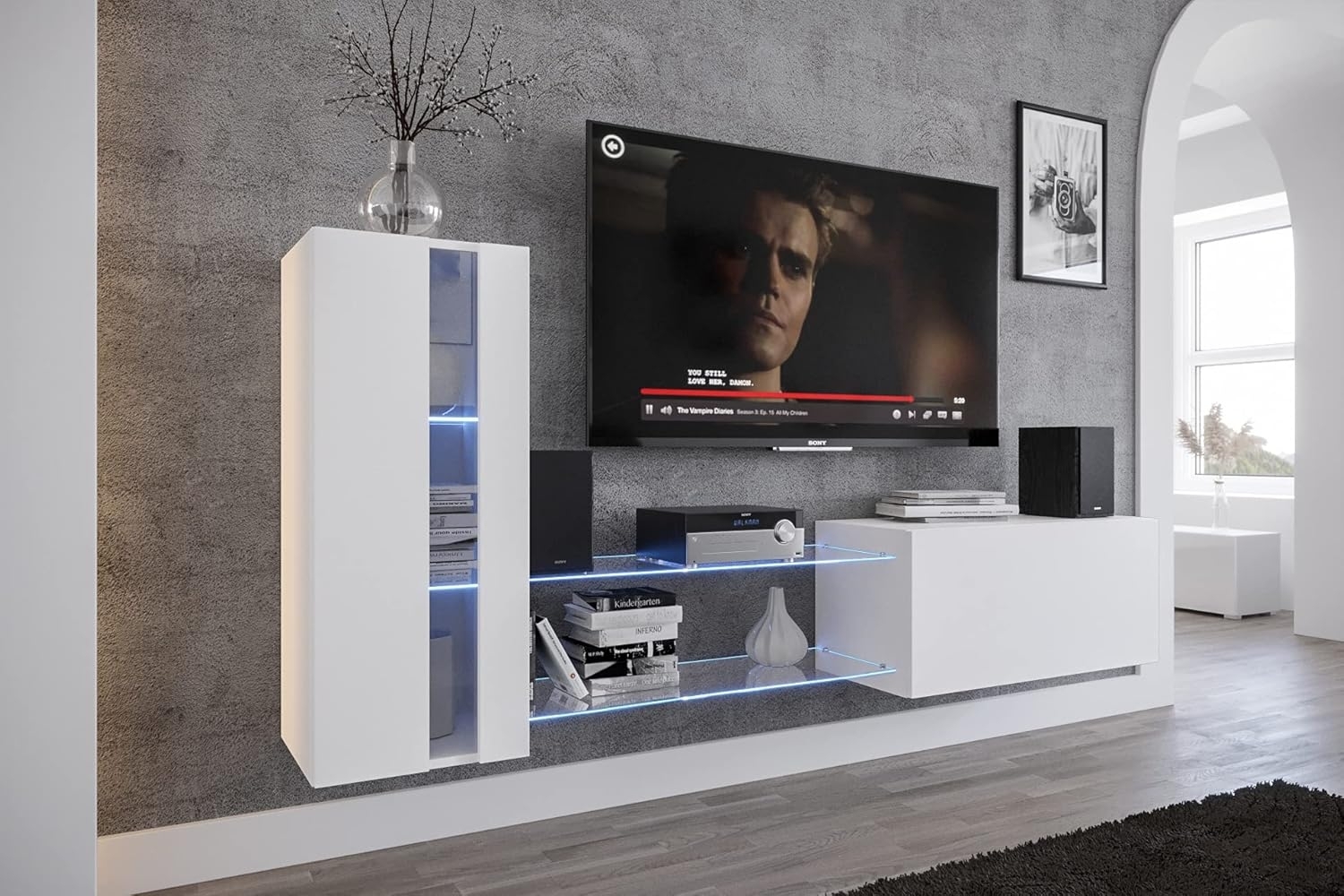 Furnitech Future C45 New Mediawand Wandschrank mit Led Beleuchtung Wohnzimmer Wohnwand Möbel Schrankwand (Möbel ohne LED, 45N-M-W4-1A) Bild 1