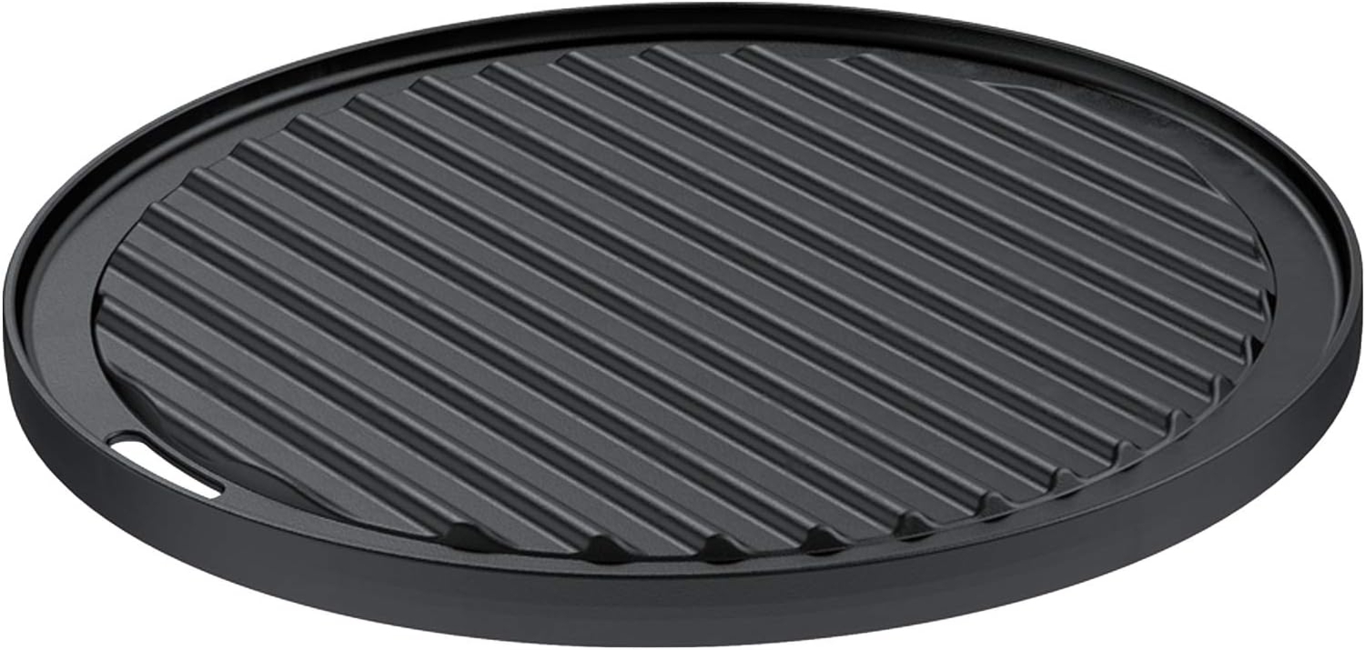 RÖSLE VARIO Grillplatte, Hochwertige Grillplatte aus Gusseisen für Fleisch und kleine Grillstücke, Grillbranding, Platte beidseitig verwendbar, 30 cm, Schwarz Bild 1