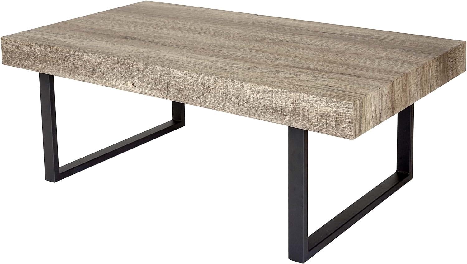 Couchtisch Kos T576, 40x110x60cm, FSC-zertifiziert ~ Wildeiche, dunkle Metall-Füße Bild 1