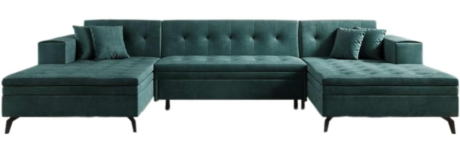 Designer Sofa Vivana mit Schlaffunktion Samt Grün Bild 1