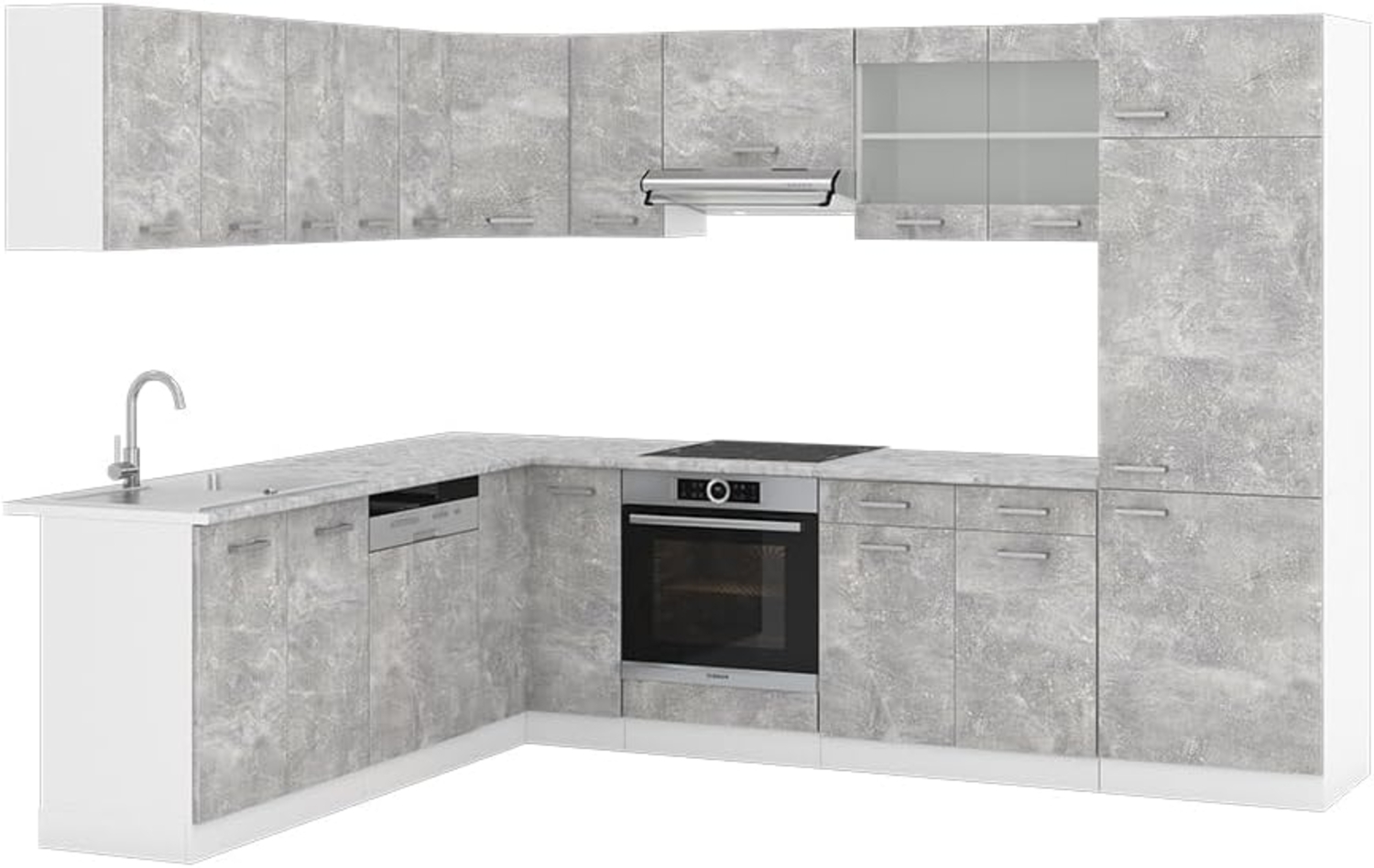 Eckküche R-Line Beton 287 x 46 cm ohne Arbeitsplatte Vicco Bild 1